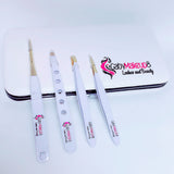 SET DE 3 PINZAS PARA CEJAS + TIJERA DE PRECISIÓN + ESTUCHE MAGNÉTICO